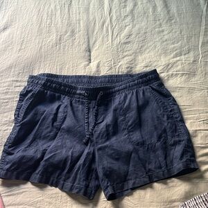 Women's Navy Linen Casual Shorts